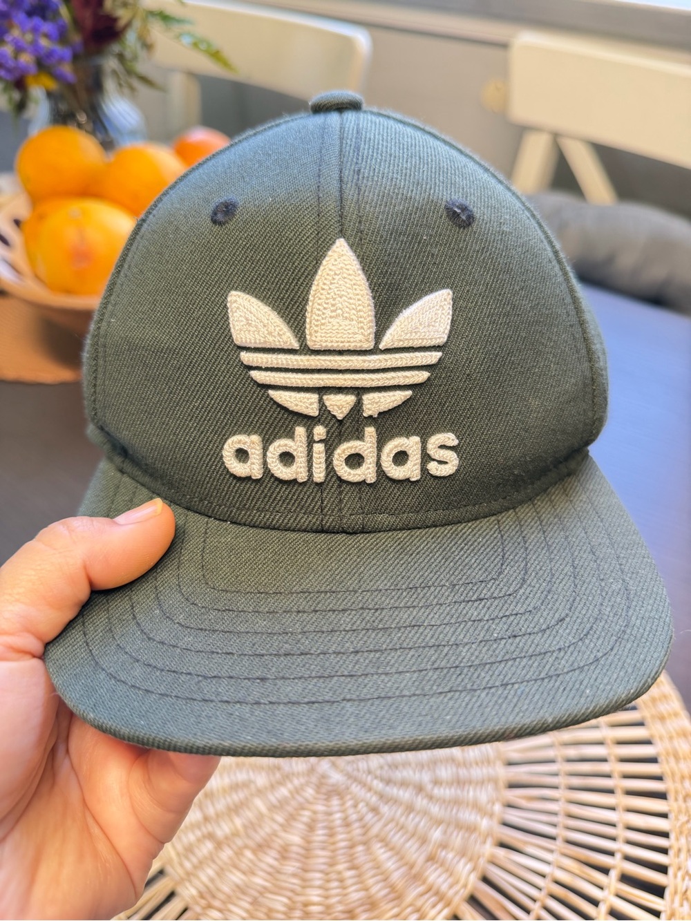 Adidas Hat Cap Youth Snapback Green White Embroidered Trefoil Logo